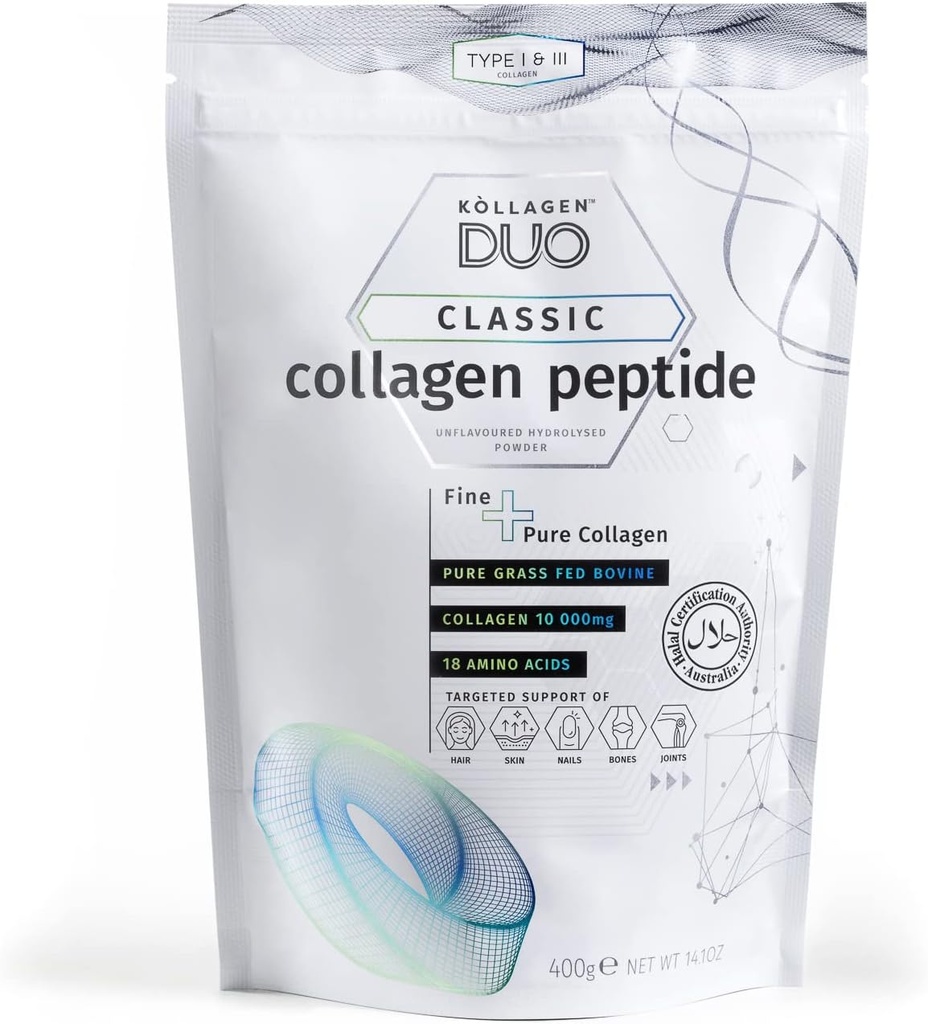Premium Halal Collagen Protein Powder - Un-Flavored Protein Quelle Typ I & III mit 18 Aminosäuren, Glycine Boost, für Haut Haarnägel - Collagen Supplement