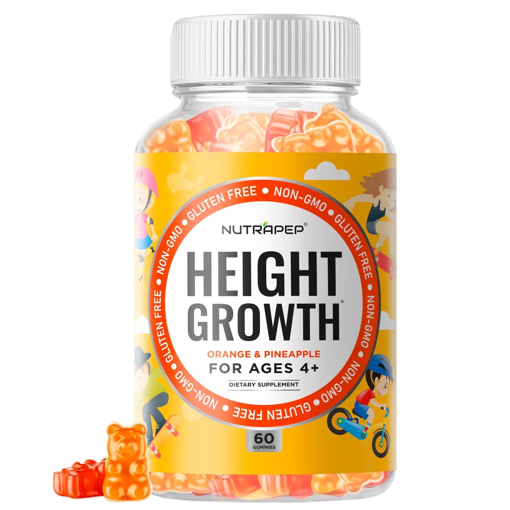 Teens Höhe Wachstumsergänzung Gummi - Kinder wachsen Taller natürliche Höhe Erhöher Multivitamin - mit Calcium Vitamin D3 K2 Zink L-Arginin L-Glutamin L-Ornithine für Jungen Mädchen