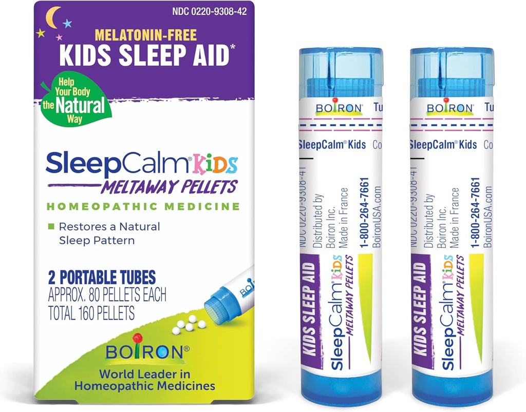 Boiron SleepCalm Kids Sleep Aid for Deep, Relaxing, Restful Nighttime Sleep - Melatonin-Free e Non Habit-Forming - 2 Count (160 Pellets)