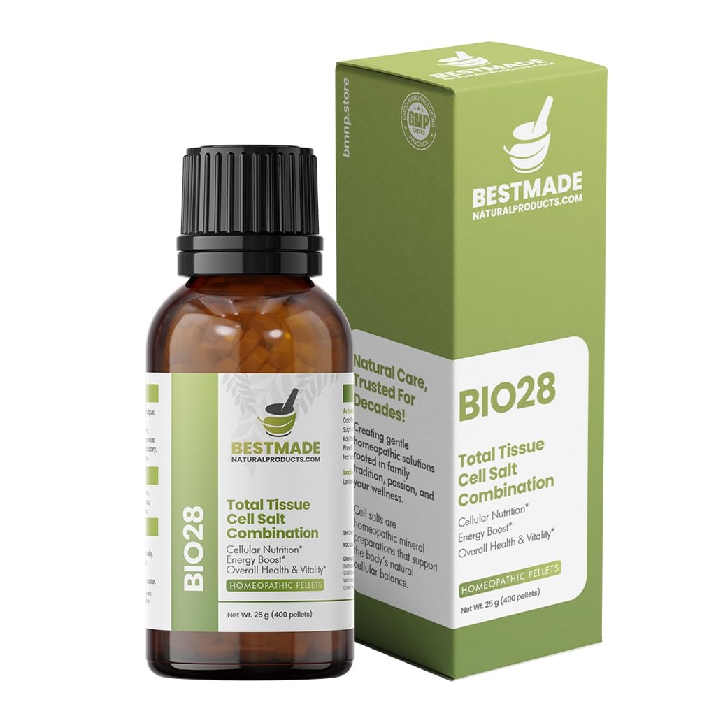 Bestmade Total Tissue Cell Salt Mineral Combination BIO28 - Hilft Ihrem Körper absorbieren und verwenden Nährstoffe, erhöht Energieniveau, hilft Schlafmuster zu verbessern, Gesamtgesundheit und Vitalität, 350 Pellets