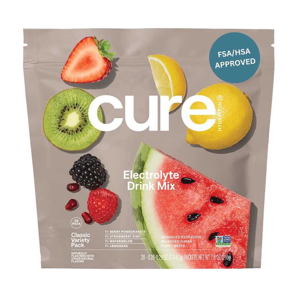 Miscela di bevanda elettrolita a base vegetale | Non Aggiunto Zucchero | FSA-HSA | Polvere di rilievo di disidratazione fatta con acqua di cocco | Non-GMO | Vegan | 28 Packets - Variety Pack