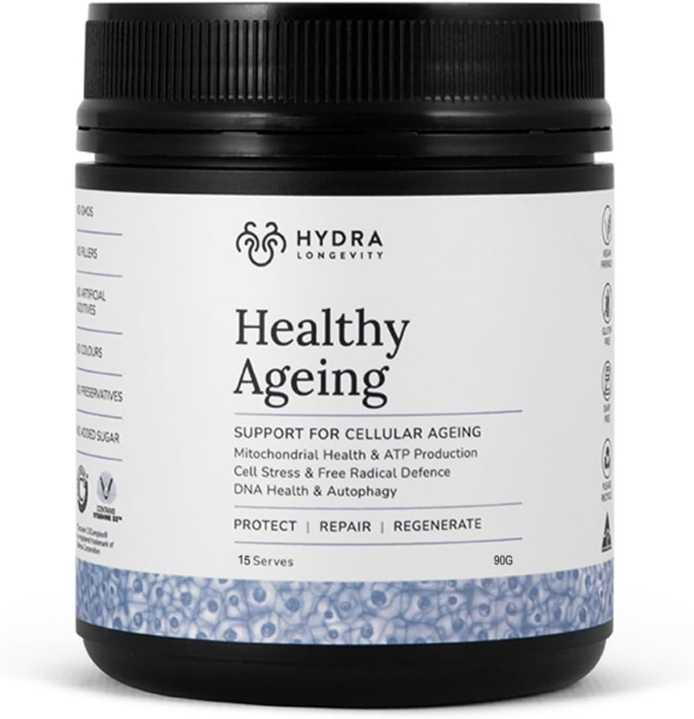 Supplément de vieillissement en poudre, effets anti-âge, contient Quercetin, resvératrol et Nrf2 Activateurs, antioxydants riches en nutriments, non-OGM, végétalien (90 grammes (15 portions)