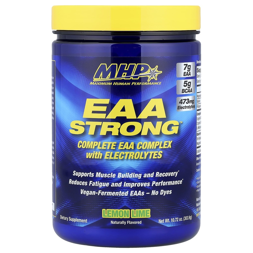 Performance humaine maximale Mhp Eaa Strong, tous les 9 suppléments essentiels d'acide amino, électrolytes, chaux de citron