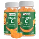 YumVs Vitamine C Gommies pour Adultes - 250 mg Vitamine C aromatisée orange - Vitamine C Gommies immunitaires à croquer pour Adultes - Supplément de soutien immunitaire - Casher, Halal, Sans gluten (200 Nombre), 2 Pack