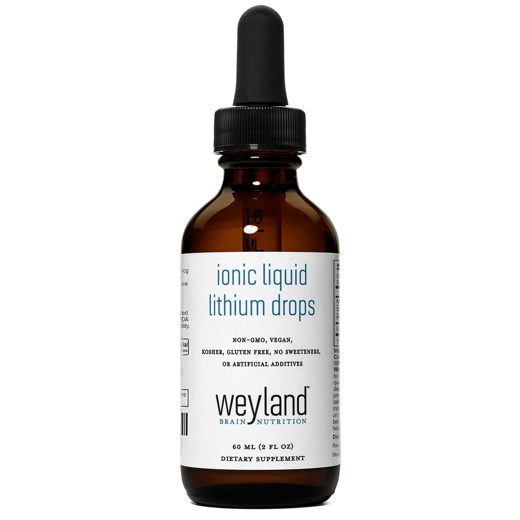 Ionische flüssige Lithiumtropfen | Magnesium, Natrium, Kalium, Lithium | Gehirngesundheit | Trace Mineraltropfen | 60 mL (2 Fl Oz)