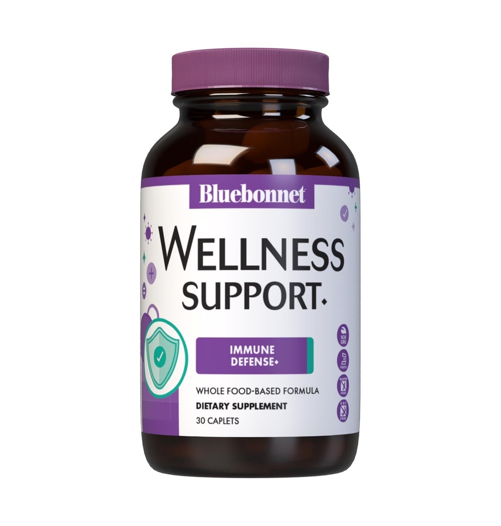 Bluebonnet Nutrition Cibled Choice Wellness Support, Immune Defense Formule alimentaire complète, Soutien saisonnier, Sans soja, Sans gluten, Casher, Non-OGM, Sans lait, Végétarien, 30 Caplets, 15 portions