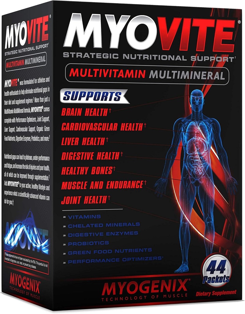 Myogenix Myovite Multivitamine für Sportler - Hochleistungs-Vitamine für Männer und Frauen Athleten, Tägliche Vitamine für optimale Ernährung, Muskelfunktion und allgemeine Gesundheit, 44 Packungen pro Box