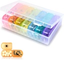 2-Times a Day Pill Organizer – Grand étui à pilules de 7 jours – Matériel de qualité alimentaire – Volume élevé, Amovible, Design amical – Porte-pilule parfait pour les suppléments, les vitamines et les médicaments