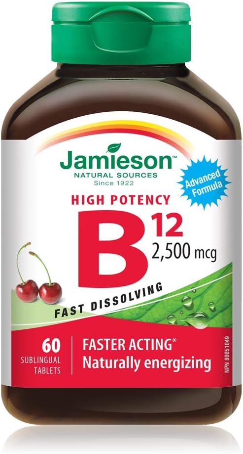 Jamieson Vitamin B12 2.500 mcg(METHYLCOBALAMIN), 60 Sublingual Tablets