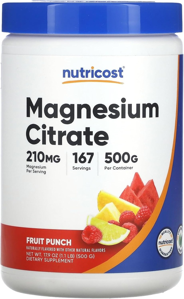 Polvere di citrato di magnesio di Nutricost (pugno di prua, 500 grammi)