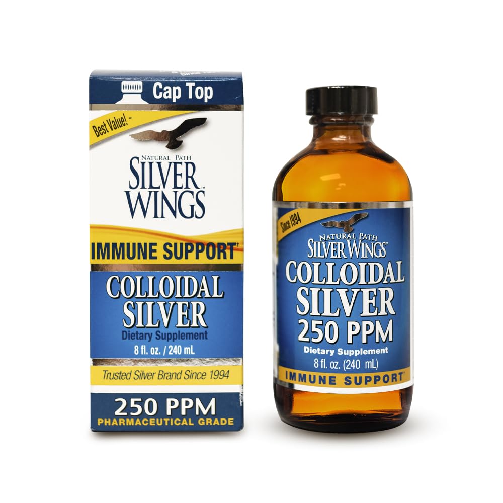 Natural Path Silver Wings Colloïdal Silver Liquid - Supplément de soutien immunitaire amélioré - 250ppm (1250mcg) - 8oz