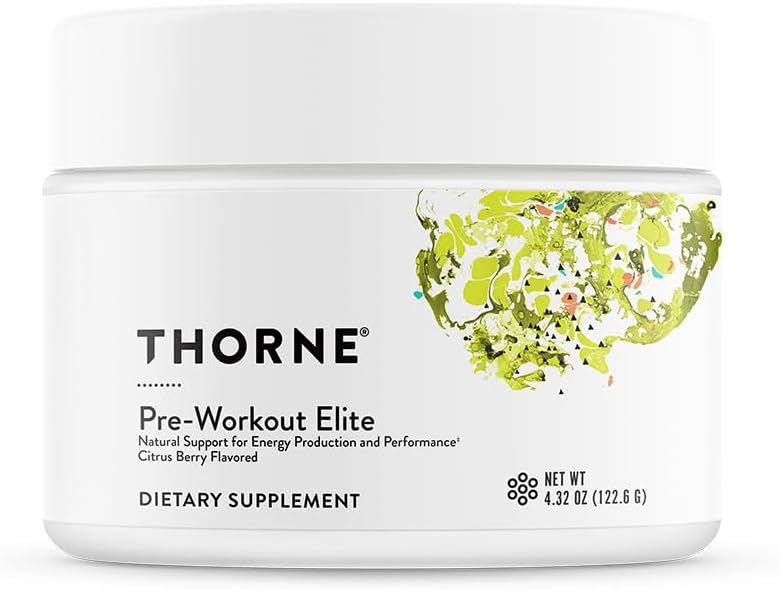 THORNE - Pré-entraînement Elite - Support naturel pour la production d'énergie et la performance* - Citrus Berry Aromatisé - NSF certifié pour le sport - 4,32 Oz - 24 portions