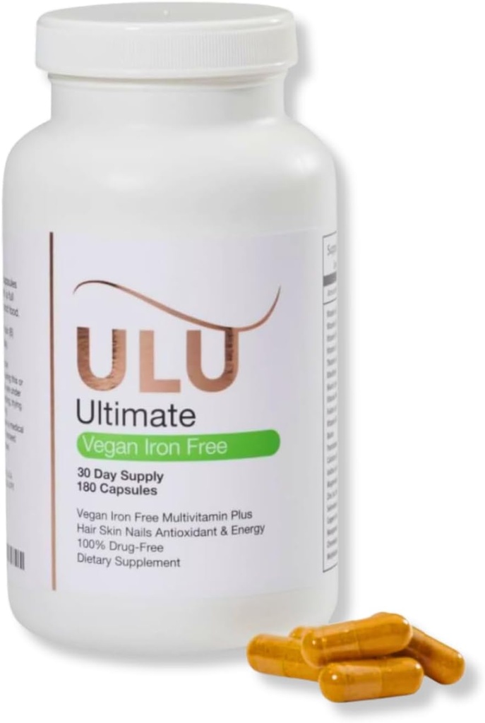 Ultimate Multivitamin: Vegan, Iron Free, fördert stärkeres Haar, Haut, & Nägel und verbessert Antioxidans & Energie mit besserem Schlaf & Weniger Stress - 180 Kapseln (30-Day Supply)