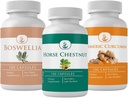 PURE ORIGINAL INGREDIENTS Horse Chestnut, Boswellia und Turmeric Capsule Bundle, 100 Kapseln Jeder, Immer rein, keine Addittiven oder Füllstoffe