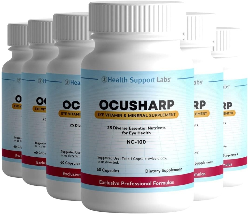 Formule santé Ocusharp Vision avec Zeaxanthin, Lutéine, Extract de Bilberry, Eyebright et plus - Supplément de vitamine oculaire, 60 Capsules (6)