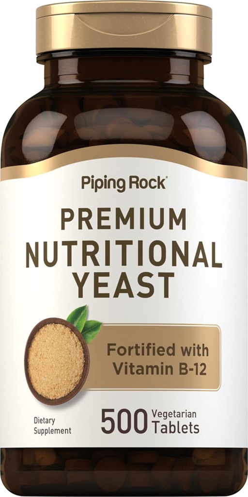 Piping Rock Nutritional Yeast Tablets | 500 Pills | Fortified with Vitamin B12 Complex | Non-GMO Supplement