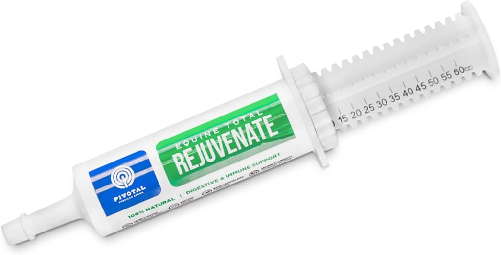 Equine Total Rejuvenate Equine Oral Paste (60g Siringa Orale, Confezione di 1) Supporto Digestivo e Immune per Cavalli - Integratori di Cavalli per Digestione- Assorbenti ed Elimina Batterie Patogene