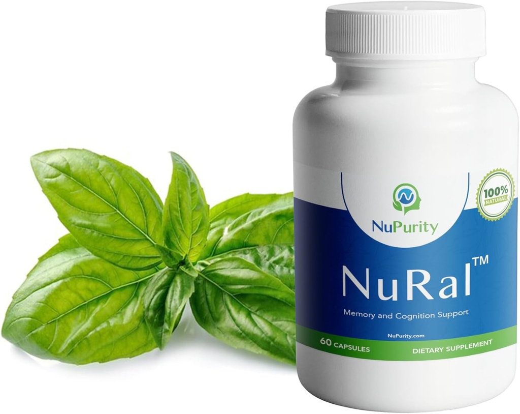 NuRalTM Natural Brain Supplement Boost Memoria, Focus e Brain Power con estratti di salvia organica, Santo Basilio, Bacopa Monnieri, risultati clinicamente provati