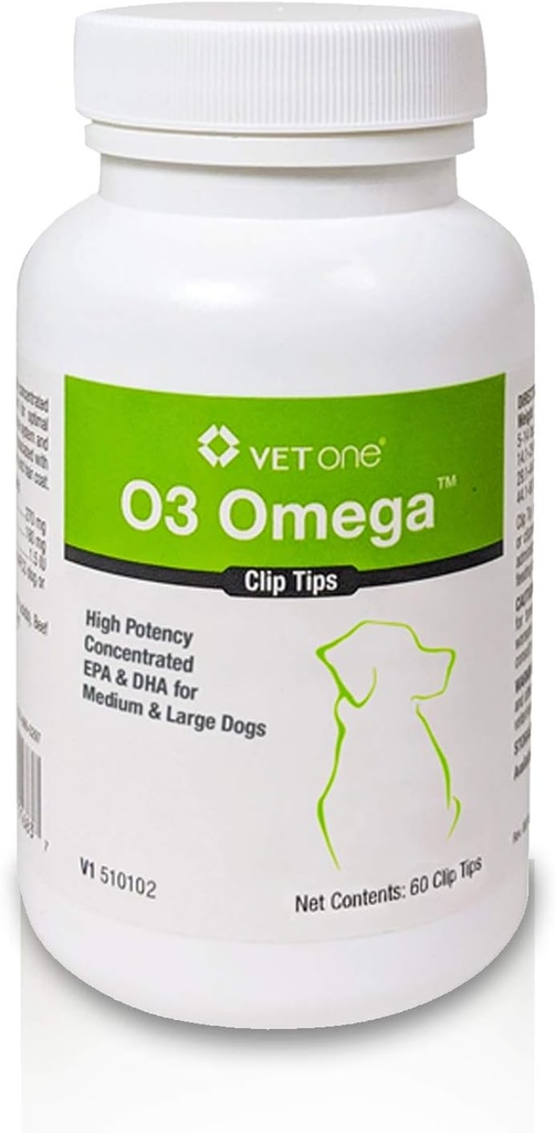 VetOne: O3 OmegaTM Clip Tips Integratore nutrizionale con Omega 3 acidi grassi - cani medi e grandi (60 Conte Bottiglia)