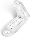 DUBSTAR Pill Cutter Splitter for Small and Tiny Pills, Pillole multiple Cutters per piccole o grandi Pills, Regolabile Pill Splitter con dispositivo di centraggio e Blade Guard per Multi Tablets (Clear White)