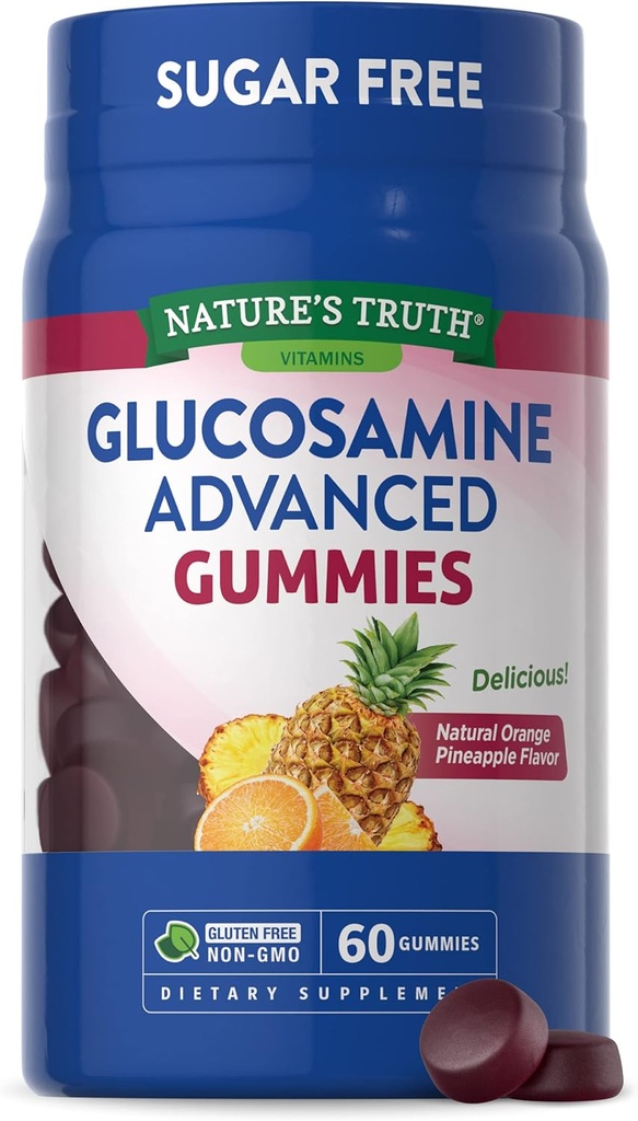 Nature's Truth Glucosamine Gummis | 60 Count | Sugar Free | Orange Ananas Flavor | Non-GMO & Gluten Kostenlose Ergänzung