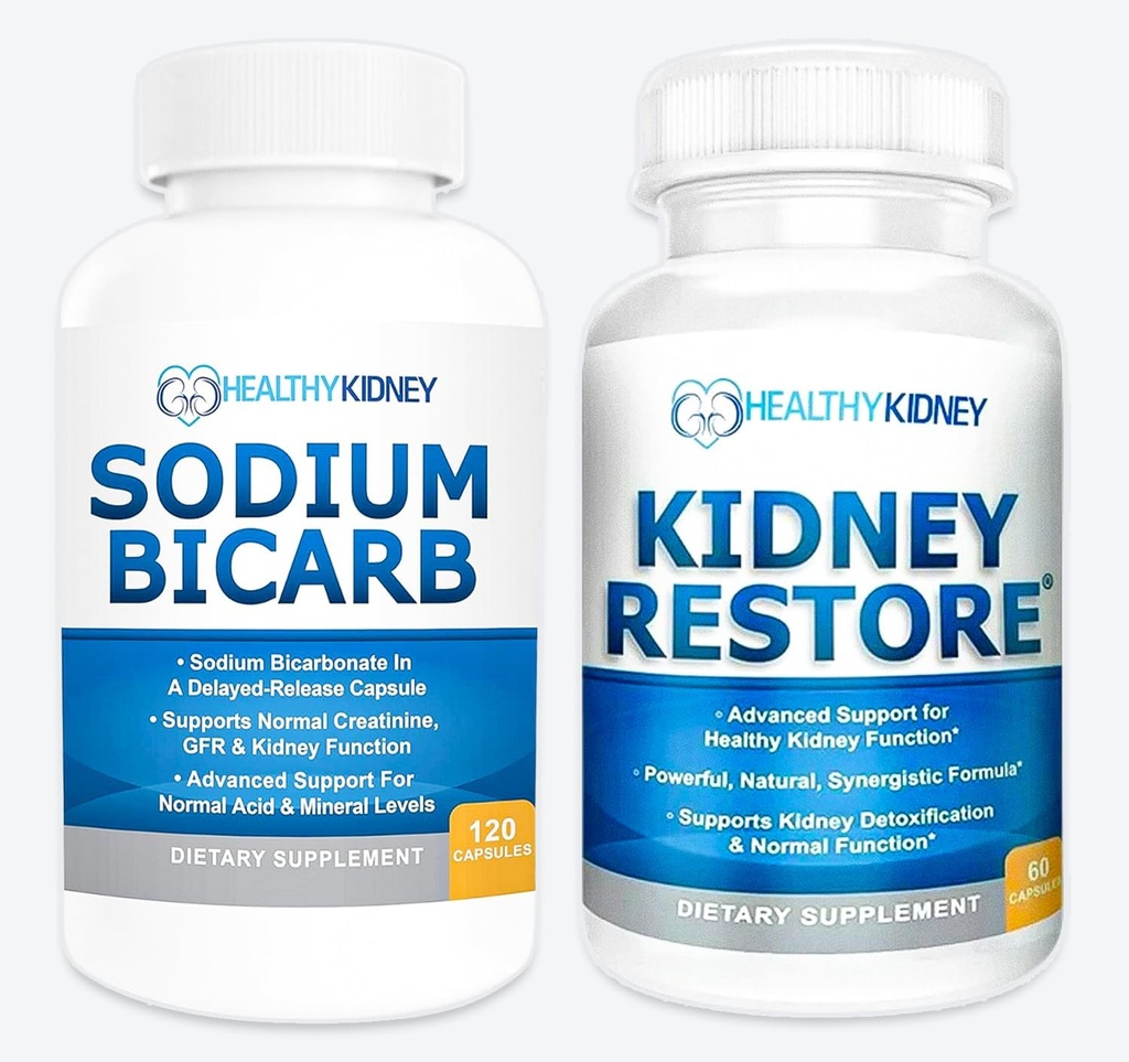 Kidney Restore & Natrium Bicarb 2 Pack Kidney Cleanse natürliche Ergänzung Natriumbicarbonat Buffer Säure Natürlich