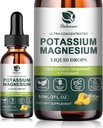 Potassium supplément de magnésium liquide avec/Triple complexe Magnésium Glycinate et Potassium Plus Omega 3, Moss de mer, Graines noires, D3K2 & Calcium pour Zzz, Crampes des jambes et Muscle-4 FL OZ goutte