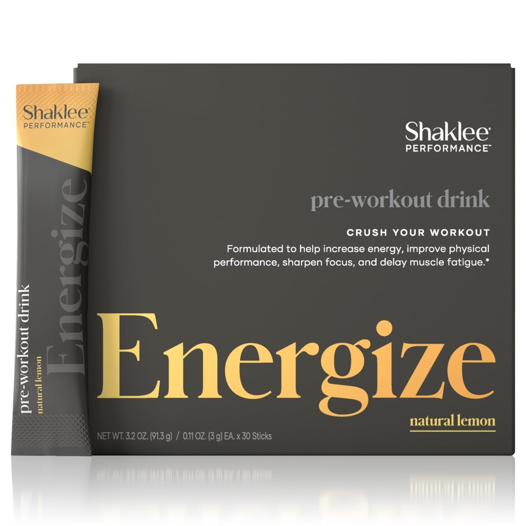 Shaklee - Performance Pre-Workout Energy Drink - Green Tea Extract Lemon Flavor - Energy Boost - Beta-Alanine & L-theanine - 100mg Koffein, 800mg Beta-Alanine und 100mg L-Theanin - 30 Servierungen