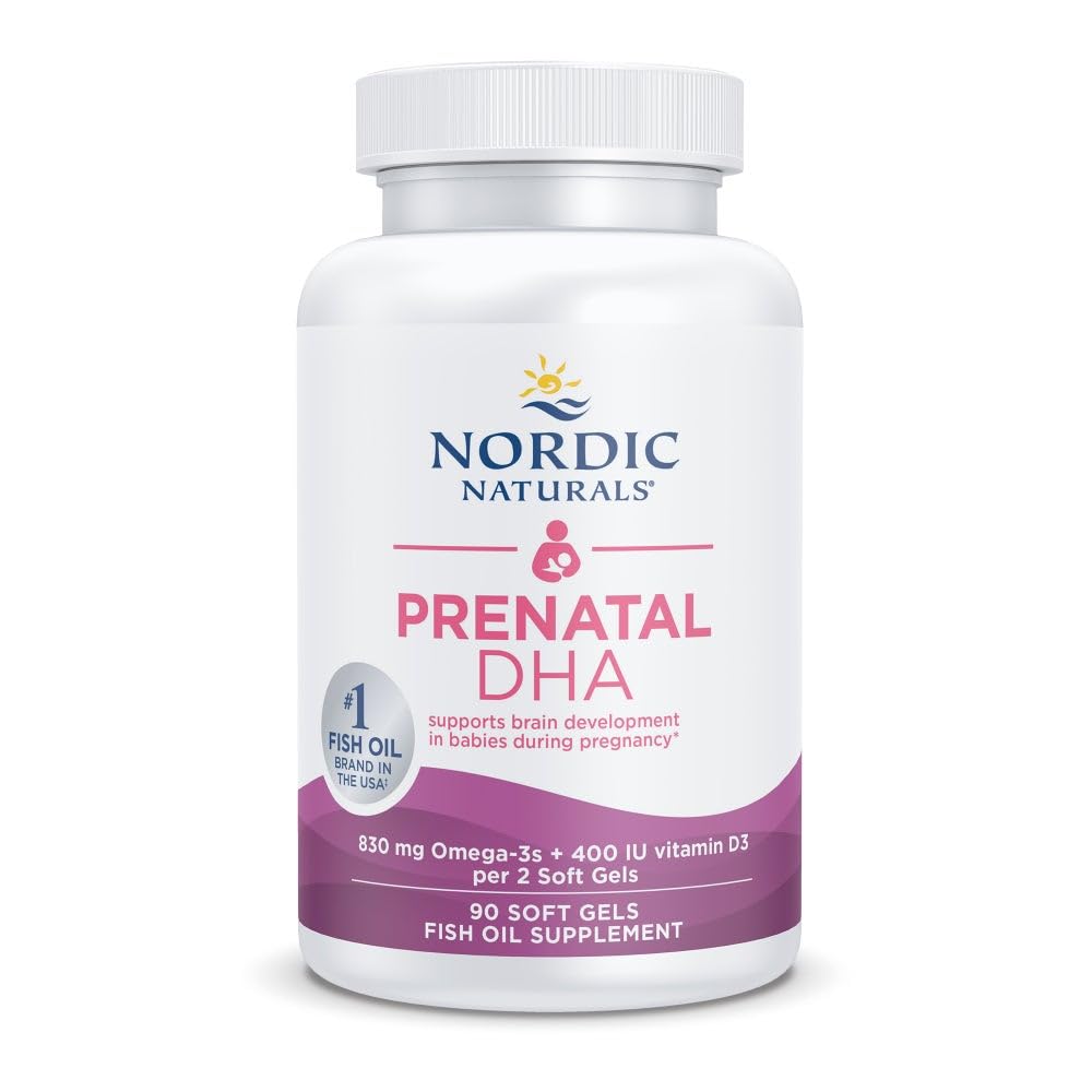 Nordic Naturals Prenatal DHA, Unflavored - 90 Soft Gels - 830 mg Omega-3 + 400 IU Vitamin D3 - Unterstützt Gehirnentwicklung in Babys während Schwangerschaft & Lactation - Non-GMO - 45 Servierungen