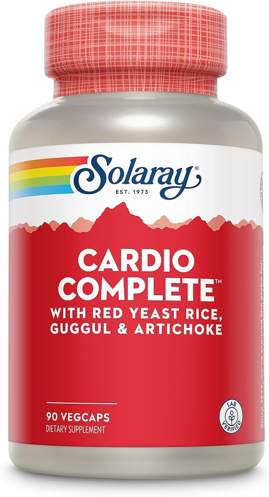 SOLARAY Cardio Komplett mit Rote Hefe Reis, Guggul & Artichoke Extrakte, Plus B Vitamine und mehr - Lab Verified, 60-Day Garantie - 45 Servietten, 90 VegCaps