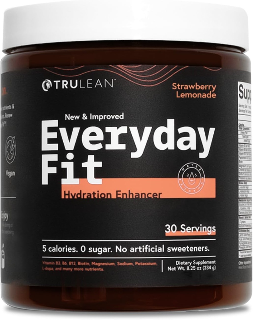 TRULEAN Everyday Fit Water Enhancer Sugar Free Electrolyte Powder Drink BCAA Blend Keto Amino Acid Supplement Delicious Strawberry Lemonade 30 Servings (Pack of 1)