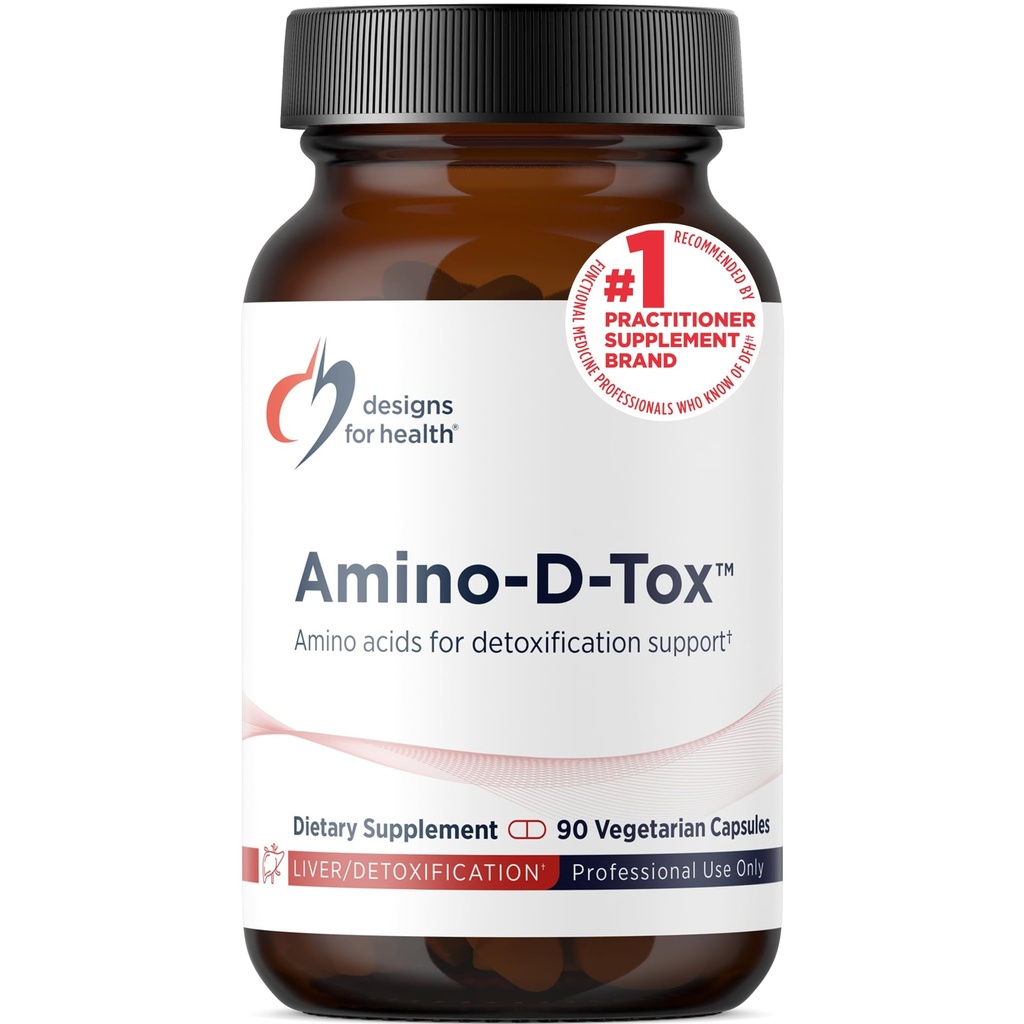 Designs für Gesundheit Amino-D-Tox - Aminosäure-Detox + Leberreiniger-Unterstützung - Ergänzungsmischung mit Glycin, Calcium D Glucarate, NAC + Mehr - Non-GMO (90 Kapseln)