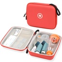 Fukumi cas de voyage dur pour l'inhalateur d'asthme, cas d'espaceur d'inhalateur pour les enfants et les adultes, masques, Asthme boîtier d'accessoires avec la poche de Mesh pour la médecine et autres accessoires, rouge (cas seulement)