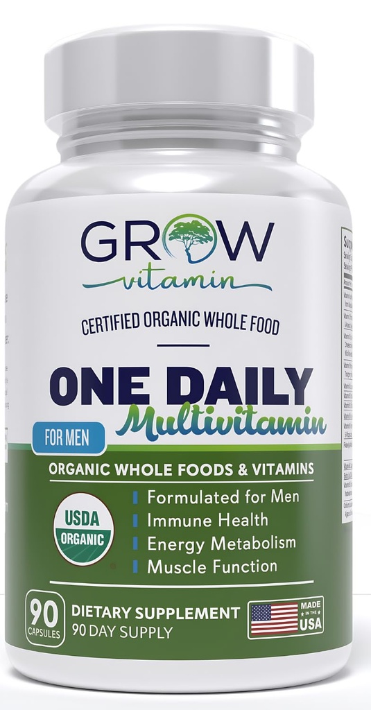 Un Multivitaminico giornaliero per gli uomini - con Vitamine & Minerali + Cibi interi organici, Supplemento per aumentare l'energia, Salute generale - Non OGM - 90 capsule | 3 mesi di alimentazione