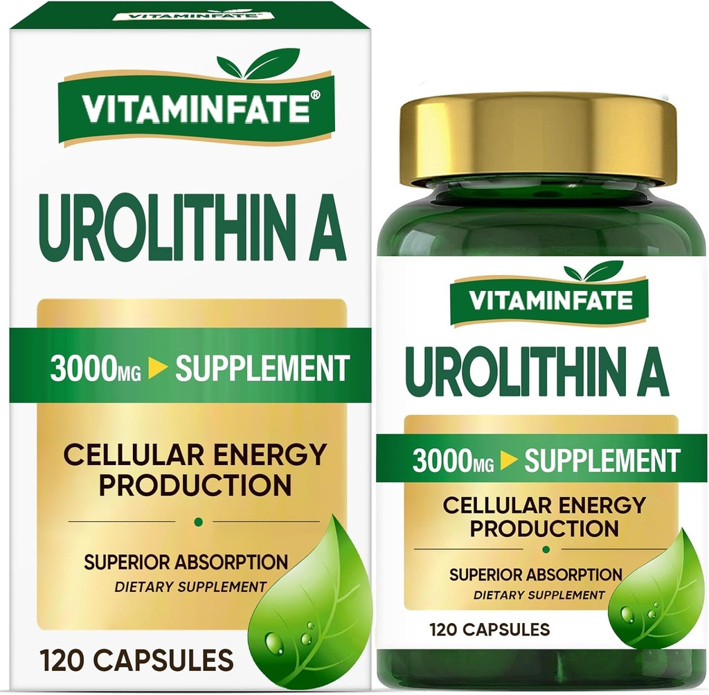 3000 MG Urolithin Eine Ergänzung - 120 Kapseln unterstützt Antioxidans, Enhanced Healthy Aging, Mitochondrial, Cell Repair for Men & Women