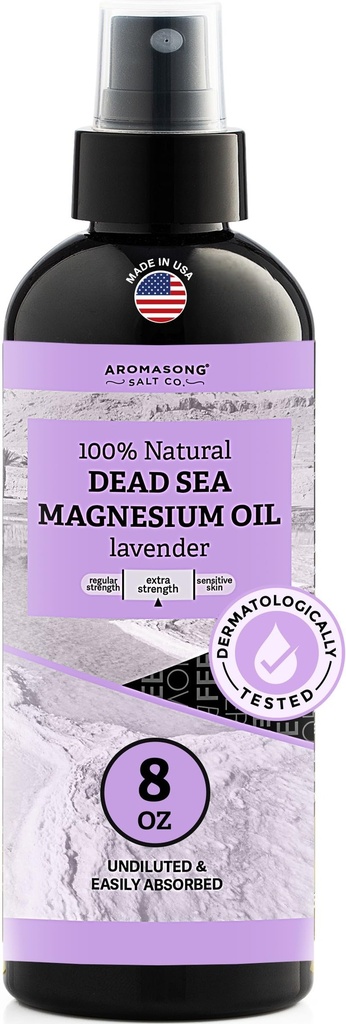 Aromasong Extra Strength Spray de magnésium ultra pur avec lavande 100% naturelle 8 OZ