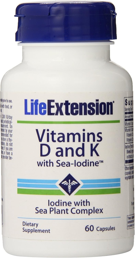 Vitamine D e K con Sea-Iodine, 60 capsule