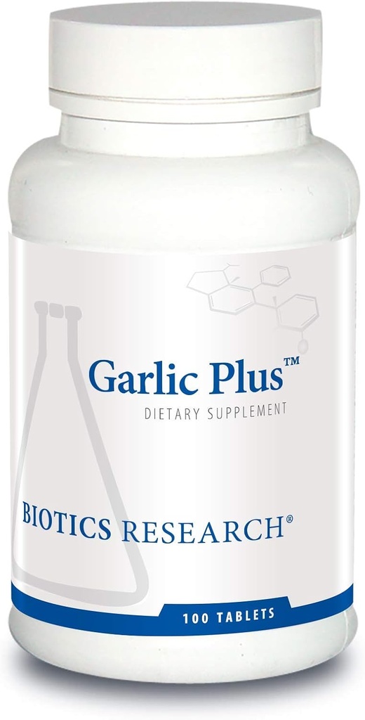 Biotics Research Garlic Plus Pure Knoblauch Konzentrat Plus Vitamin C und Chlorophyllins, unterstützt Herz-Kreislauf-Gesundheit, Immunfunktion, Starkes Antioxidans 100 Tabletten