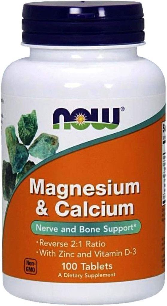 MAINTENANT Aliments - Magnésium et calcium 2:1 Rapport 100 onglets