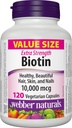 Webber Naturals Biotin Extra Strength 10,000 mcg, 120 Capsules