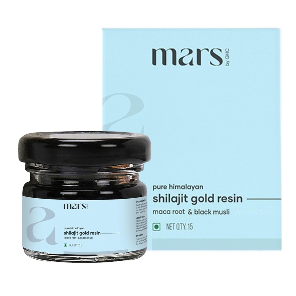 Mars Pure Himalayan Shilajit Or (Résine)=Shilajit biologique de qualité supérieure provenant de l'Himalaya de haute altitude=Energy, Strength & Stamine Booster=Résine pour le bien-être global -15 g (paquet de 1)