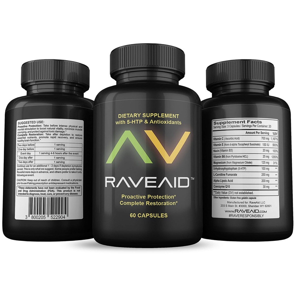 Fin dal 2011 - Prevenire Comedowns, Ridurre Jaw Clenching, Protezione dalla neurotossicità | Party & Rave Recovery Cure & Supplement (60 capsule)