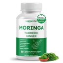 Moringa 12-in-1 Supplemento con cinnamone currico Quercetin Ashwagandha Ginger Boswellia Nettle Saffron Tart Cherry Aglio - Made in Italy