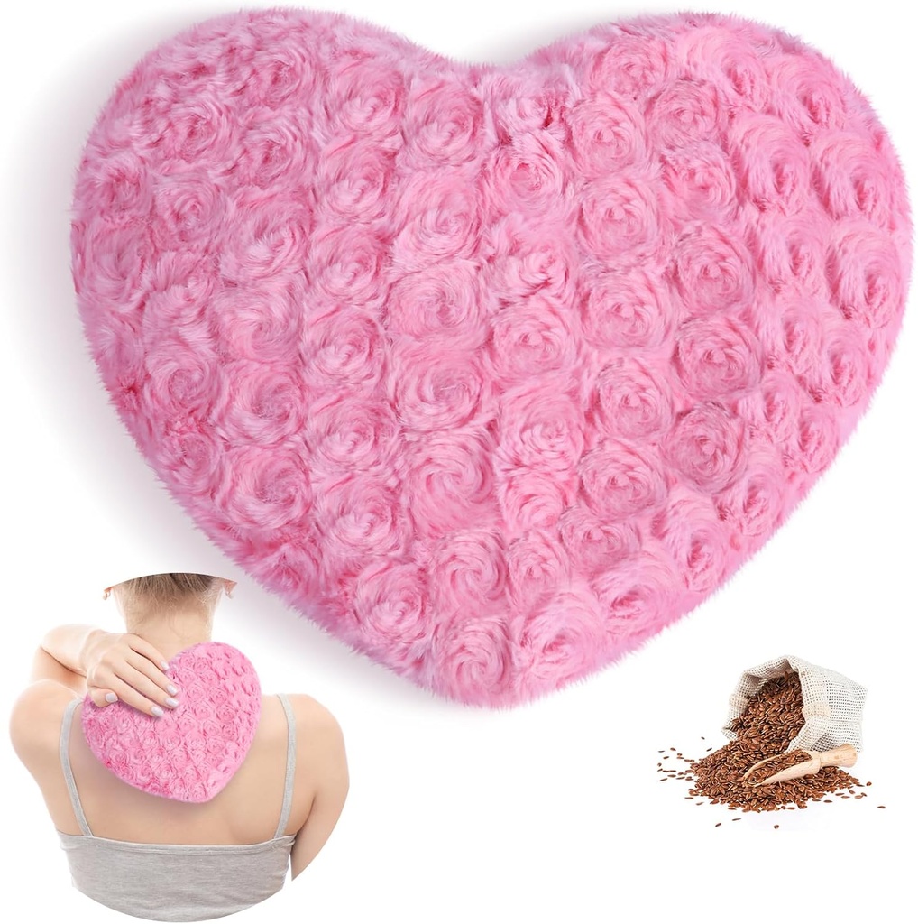 Atsuwell Plaque chauffante à micro-ondes, oreiller à chaleur chaude multi-usages, plaque chauffante à micro-ondes pour crampes, joints, cou, compresseur de chaleur humide pour la pression musculaire apaisante et la relaxation, rose