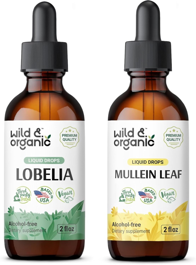 Wild & Organic Lobelia Tinktur 2 fl oz & Mullein Tinture2 fl oz
