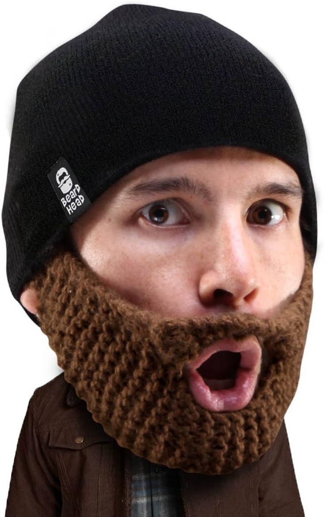 Bartkopf Stubble Populous Bart Mütze - Original Handgefertigter Strickhut und abnehmbarer Bart