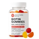 iRestore Biotin Gummies 10.000 mcg - 3 aromi di frutta naturale, Vitamine di capelli Multi supplemento per la pelle dei capelli e unghie per le donne & uomini, 60 Vegan Gummies, 30 giorni di alimentazione