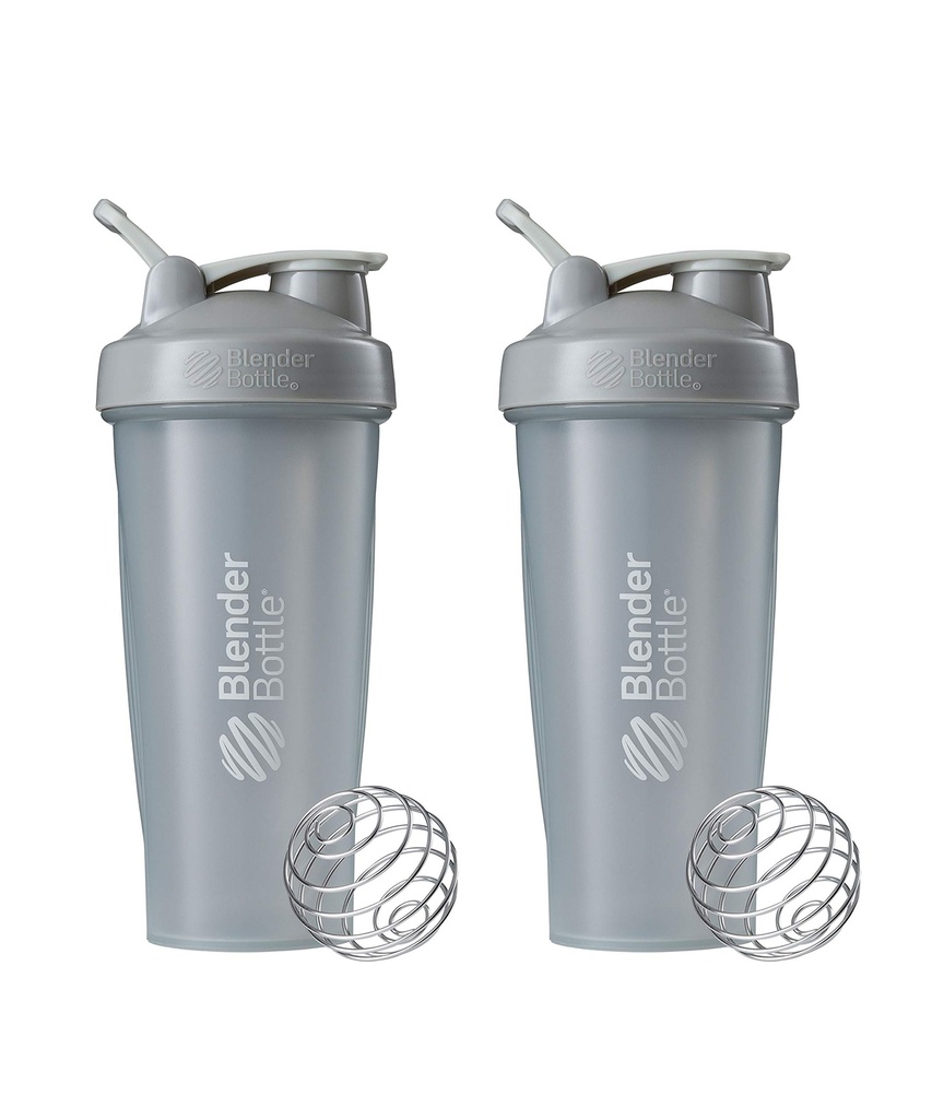 BlenderBottle Classic Shaker Bottiglia Perfetta per Protein Shaker e Pre Workout, 28-Ounce (2 Pack), Pebble Grey