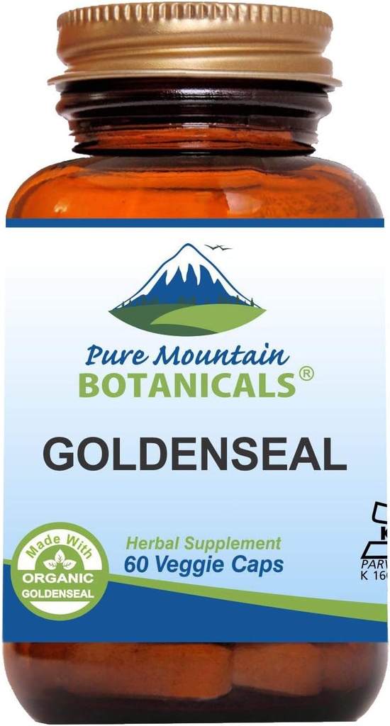 Pure Mountain Botanicals Capsules de Seaux d'Or - Caché Caps végétaliens avec 250mg de supplément de racine de Seaux d'Or biologiques